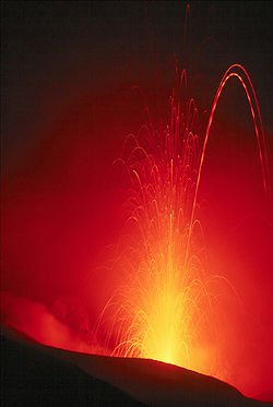 uitbarsting Mount Stromboli in 1980