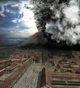 Zo kan de eruptie van Mount Vesuvius van 79 na Christus eruit hebben gezien. Bron: BBC